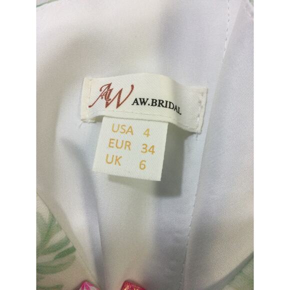 AW BRIDAL 4 S floral green white formal party bridesmaid maxi dress NEW B140 - Picture 7 of 8